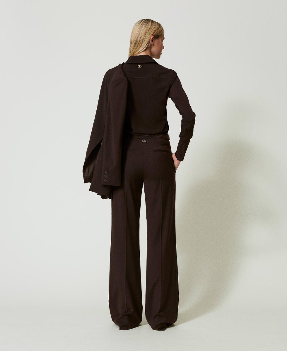 Stretch wool high waist trousers