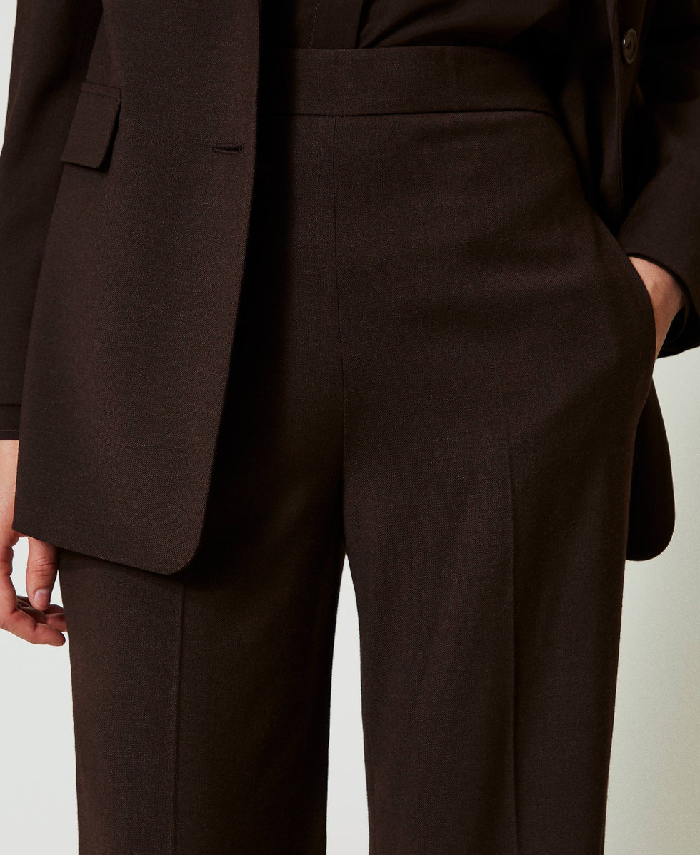 Stretch wool high waist trousers