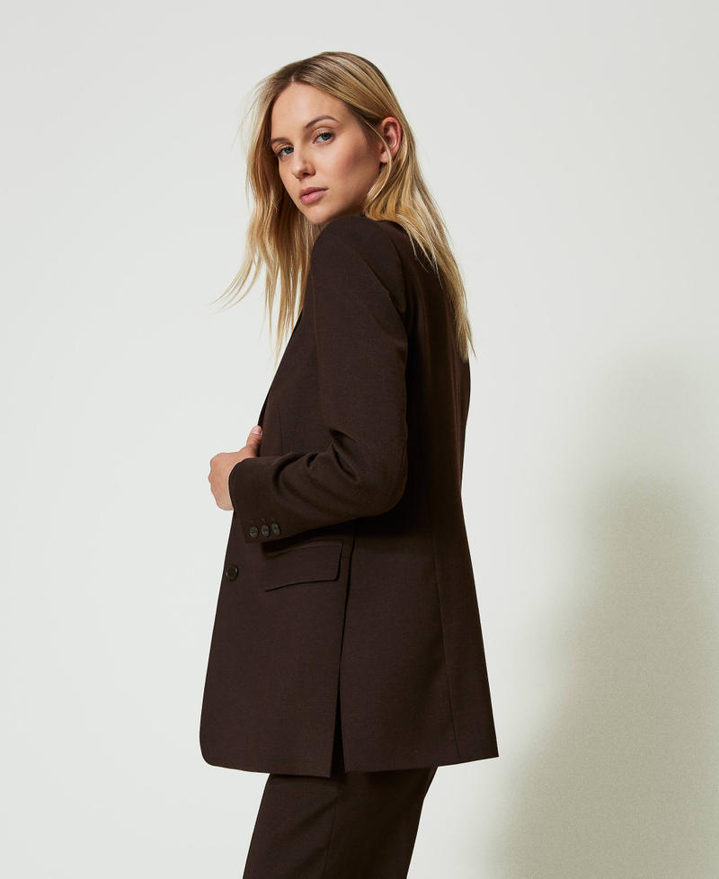 Stretch wool blazer Coffee Chocolate Woman 242TT2124_11946_02