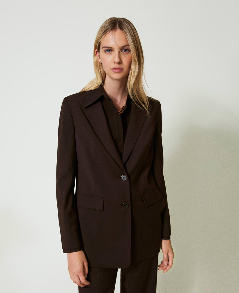 Stretch wool blazer Coffee Chocolate Woman 242TT2124_11946_04