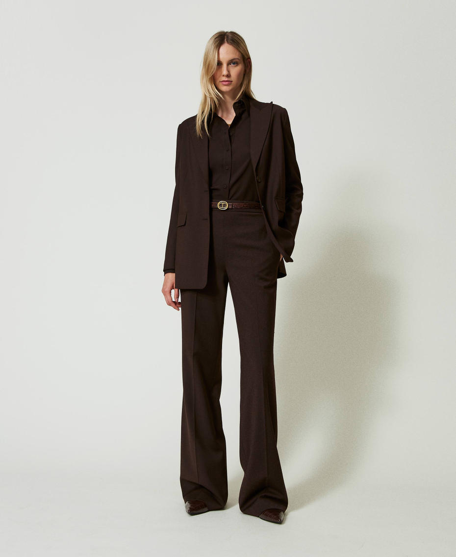 Stretch wool blazer Coffee Chocolate Woman 242TT2124_11946_0T