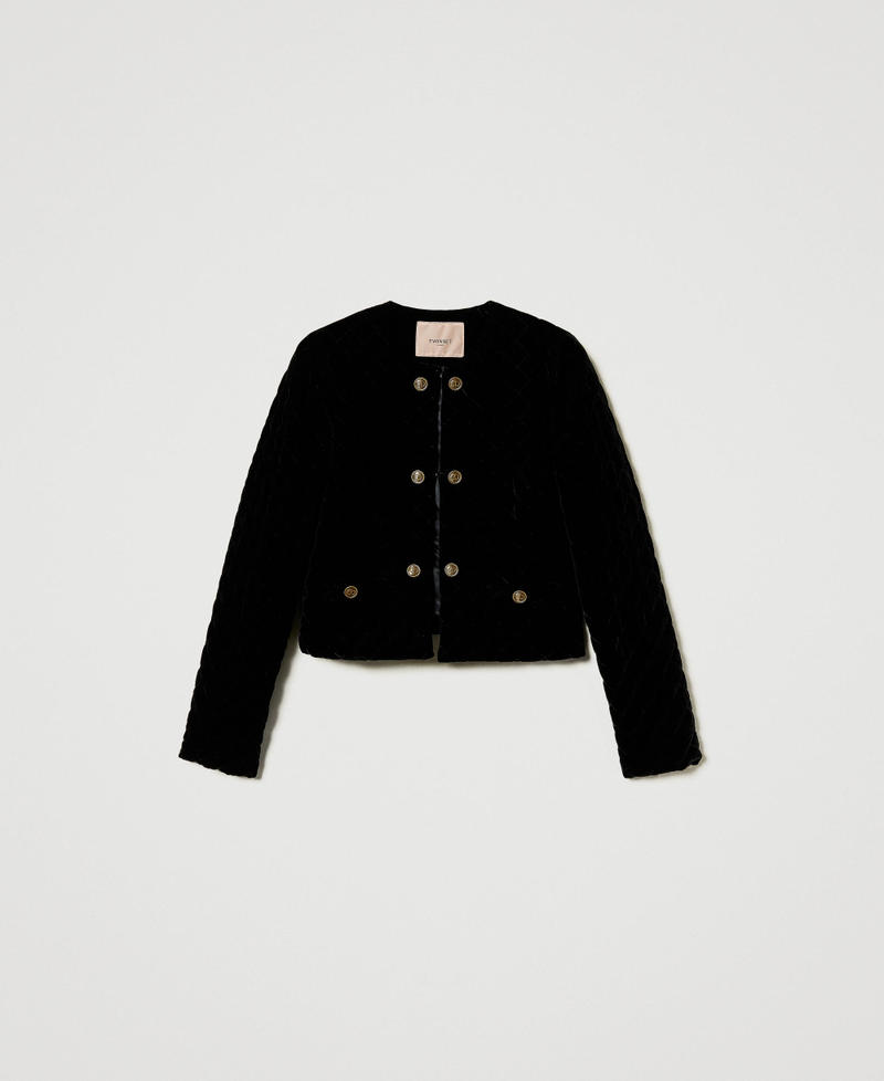 Steppjacke aus Samt Schwarz Frau 242TT2140_00006_S0