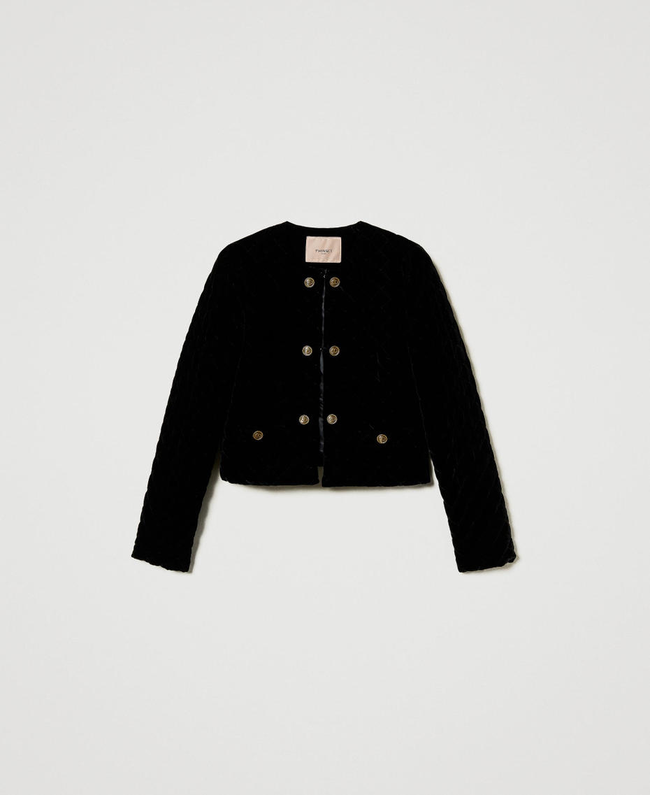 Steppjacke aus Samt Schwarz Frau 242TT2140_00006_S0