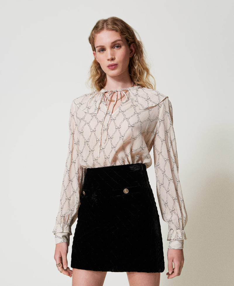 Quilted velvet miniskirt
