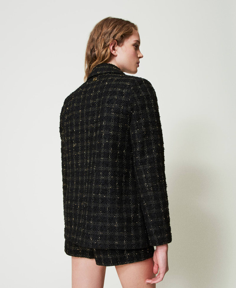 Bouclé blazer with check pattern Black / Gold Bouclè Woman 242TT2154_12009_04