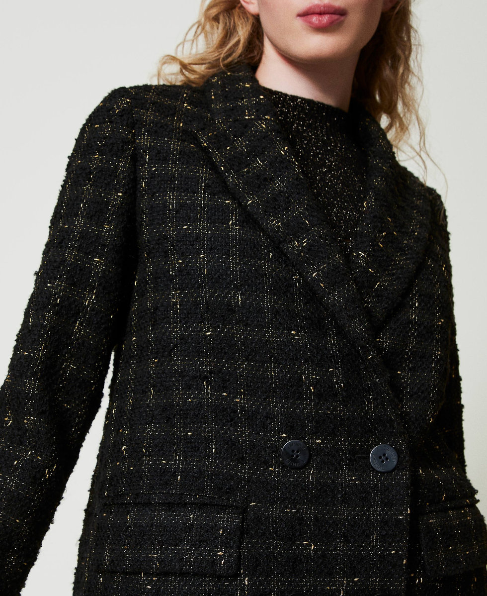 Boucl&eacute; blazer with check pattern Black / Gold Boucl&egrave; Woman 242TT2154_12009_05