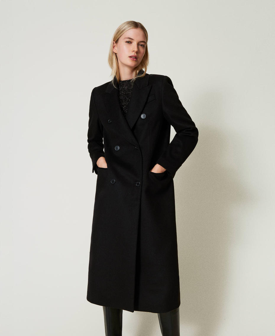 Wool blend straight fit coat Black Woman 242TT2201_00006_01