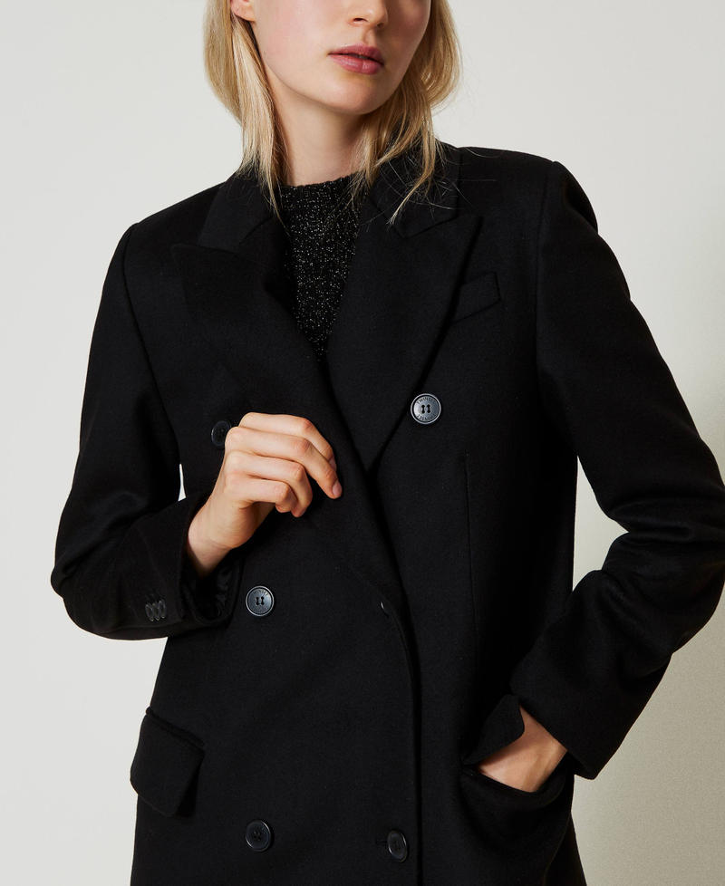 Wool blend straight fit coat Black Woman 242TT2201_00006_04