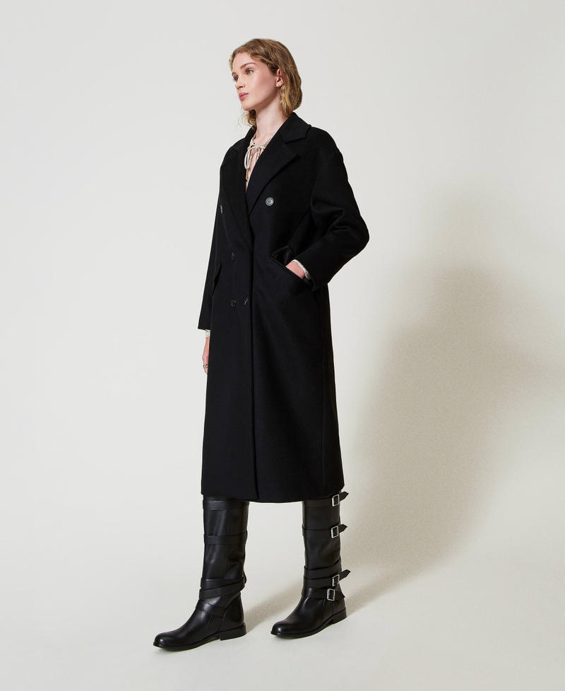 Wool blend loose fit coat Black Woman 242TT2203_00006_02