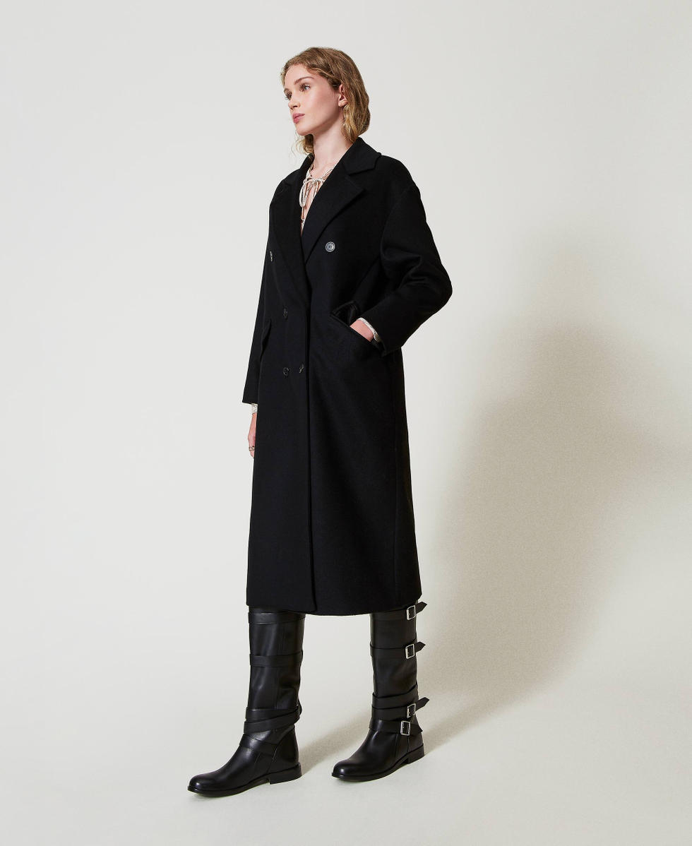 Wool blend loose fit coat