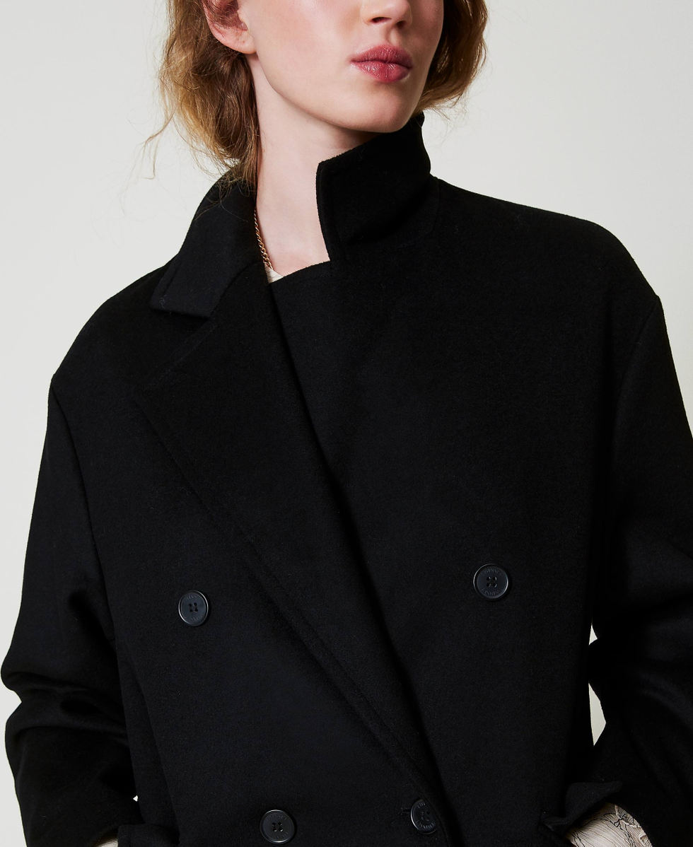 Wool blend loose fit coat