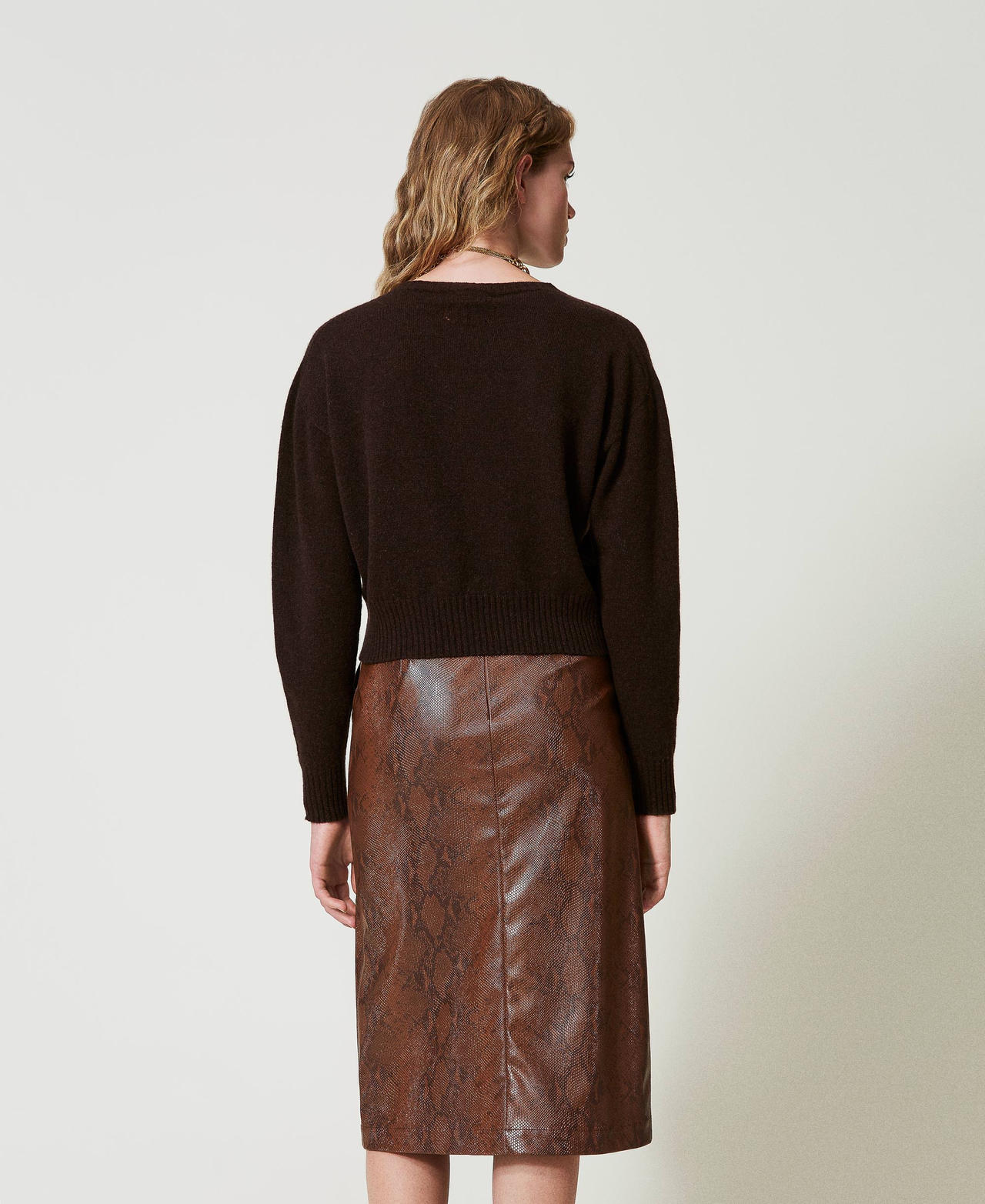 Gonna longuette effetto pelle lizard