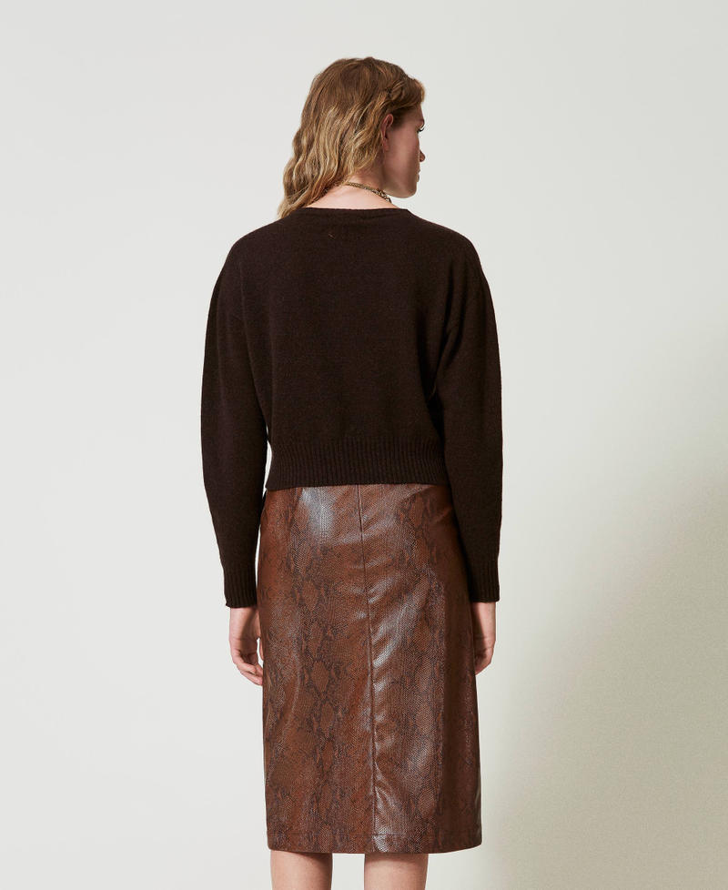 Lizard leather effect midi skirt