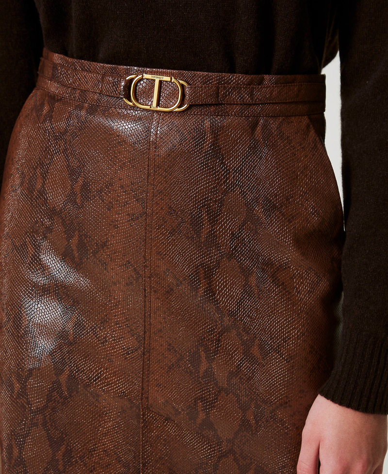 Lizard leather effect midi skirt