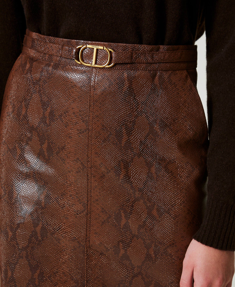 Gonna longuette effetto pelle lizard