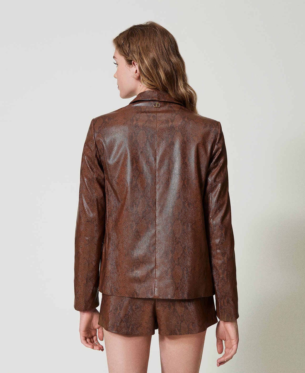 Giacca blazer effetto pelle lizard