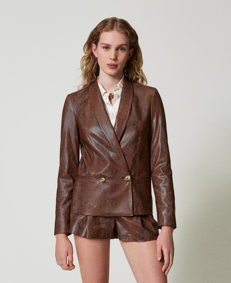 Giacca blazer effetto pelle lizard