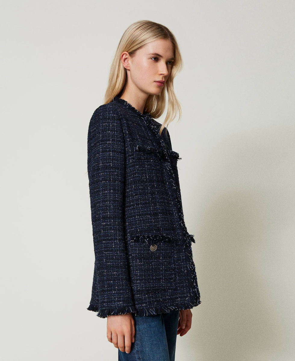 Bouclè jacket with contrast, Yellow - Sisley