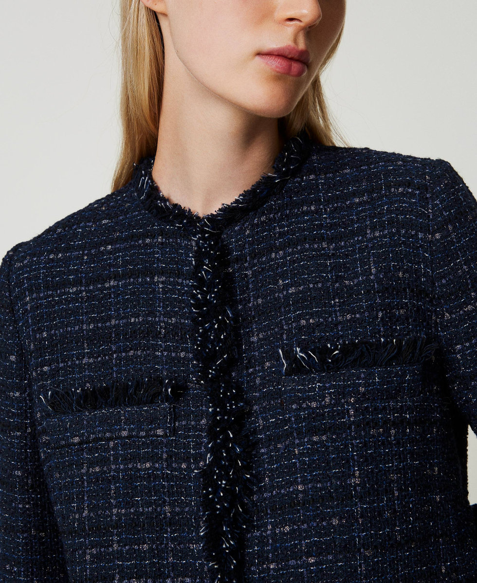 Boucle jacket with logoed buttons Woman Blue TWINSET Milano