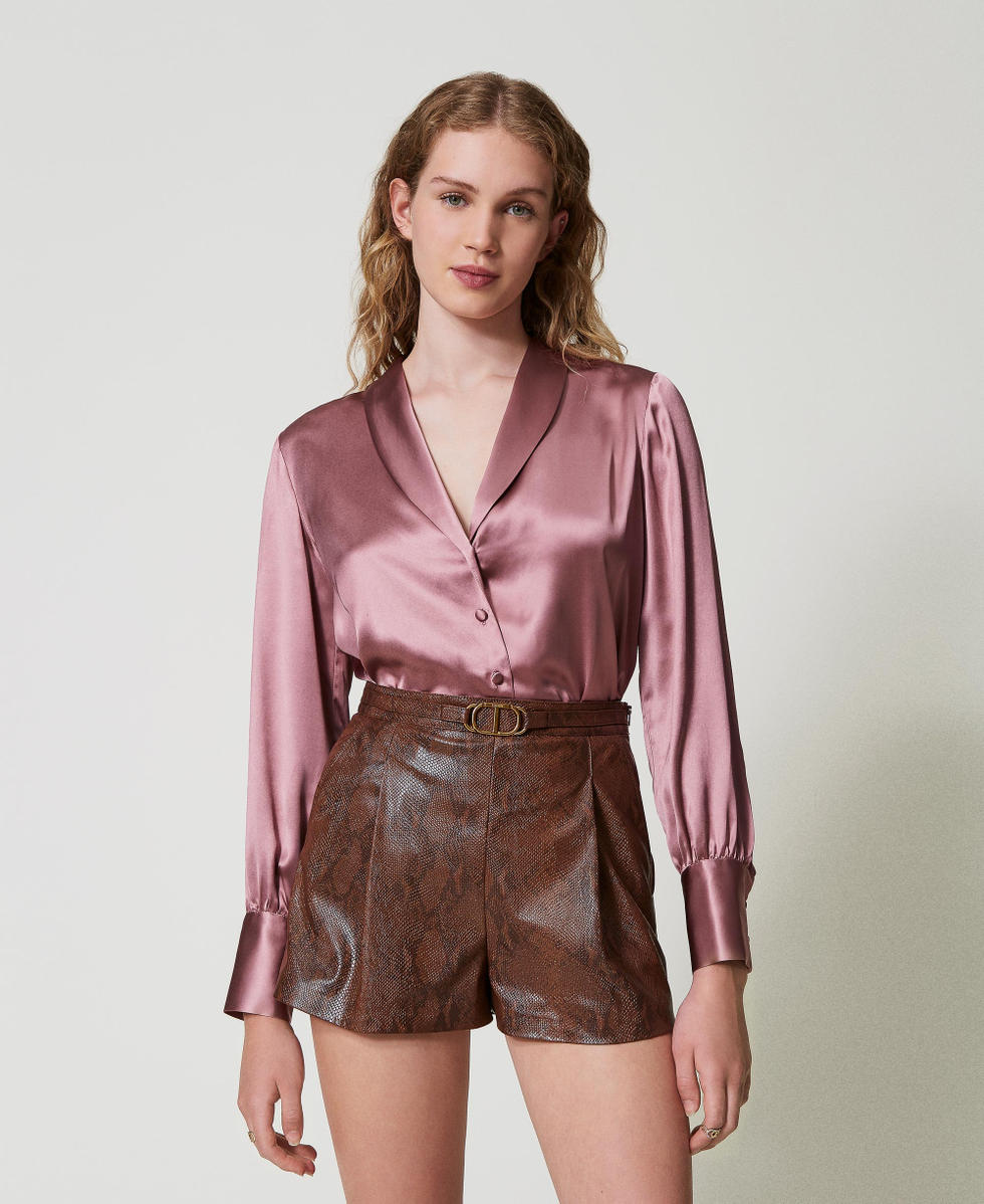 Camicia con collo a scialle Rosa "Chocolate Ruby" Donna 242TT2433_11945_01