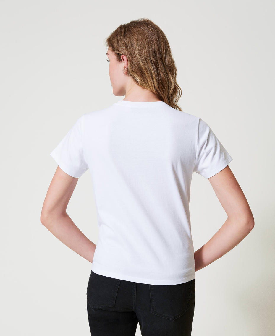 T-shirt con ricamo logo Oval T Bianco Donna 242TT2460_00001_04