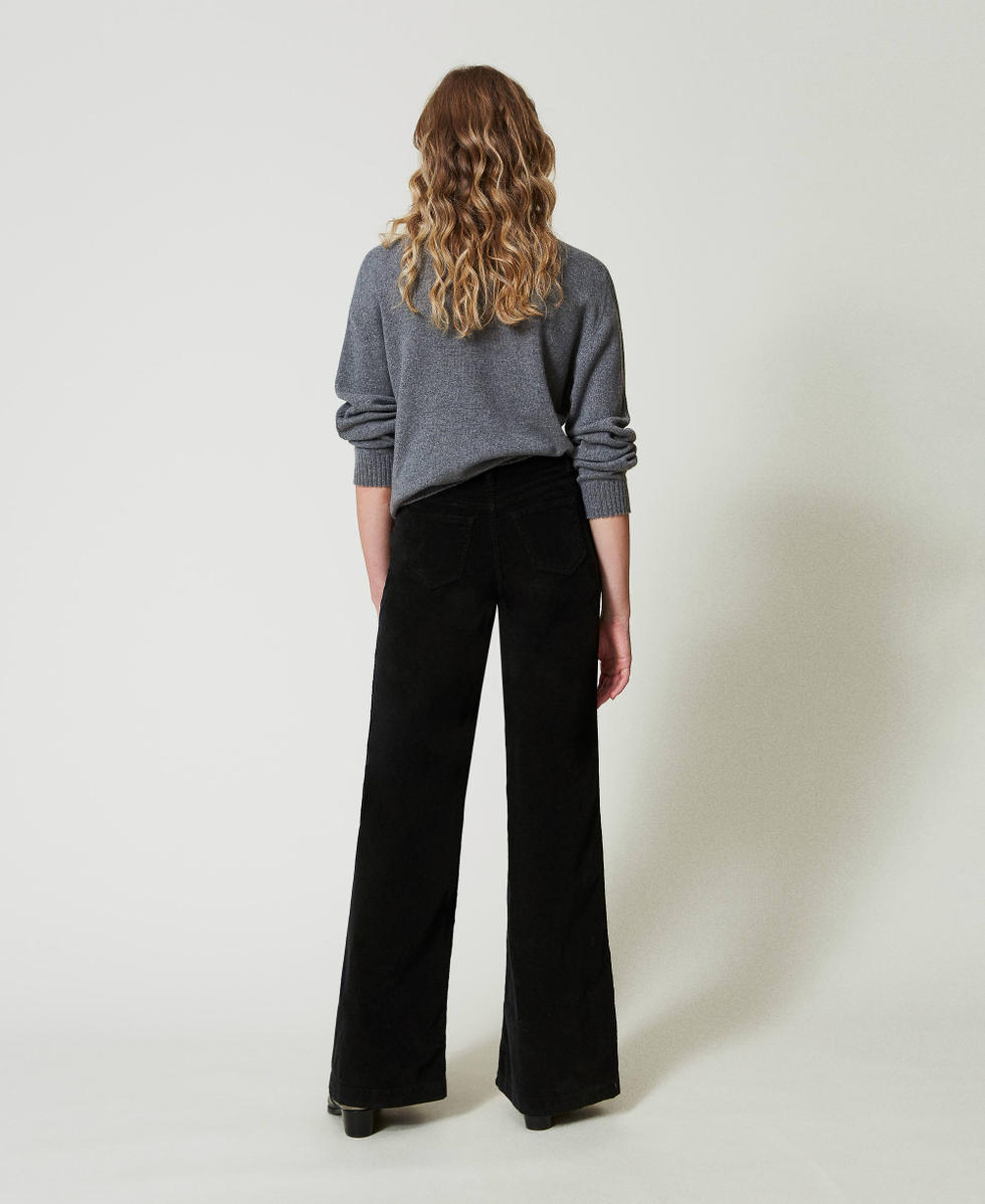 Pantalones de terciopelo con botones Mujer Negro TWINSET Milano