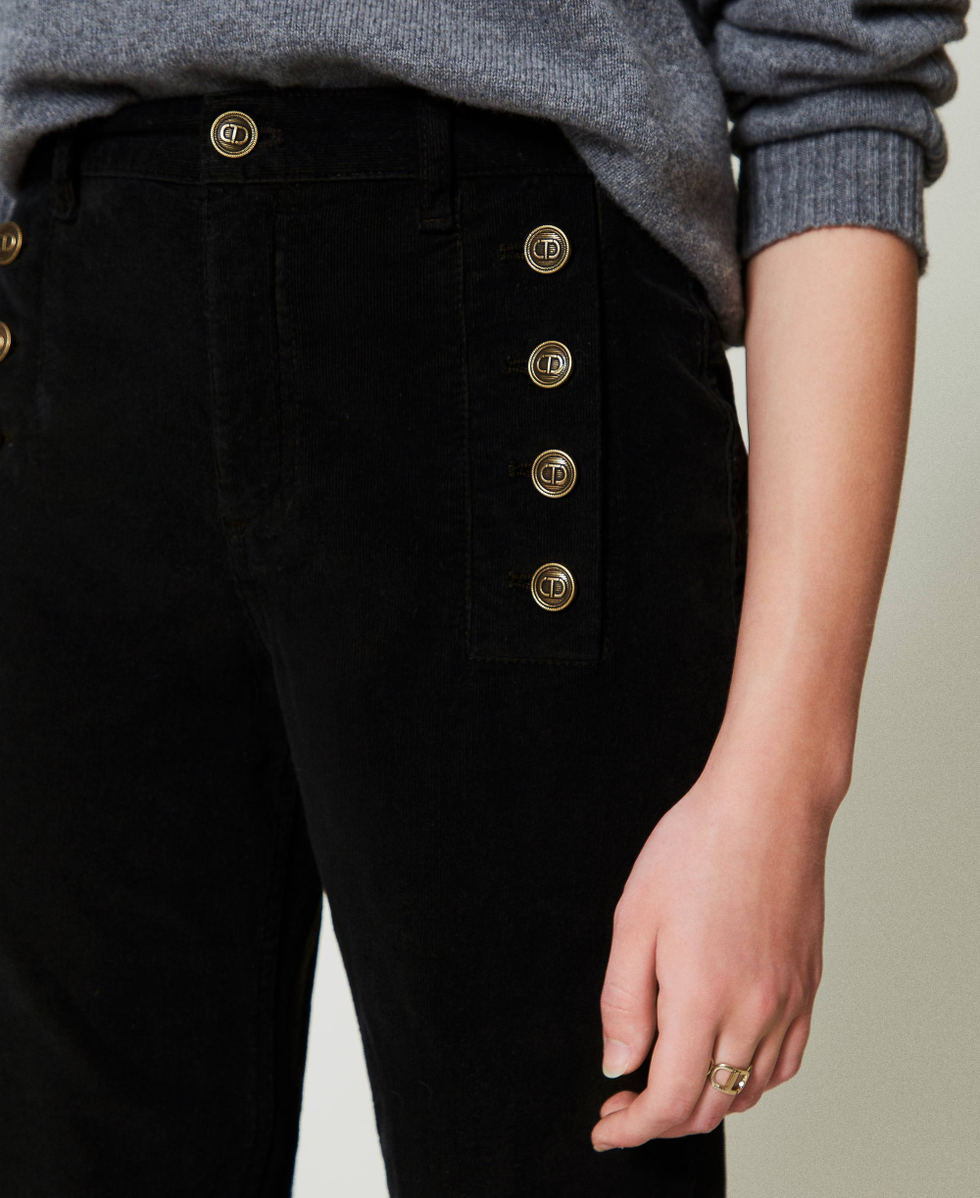 Velvet trousers with buttons