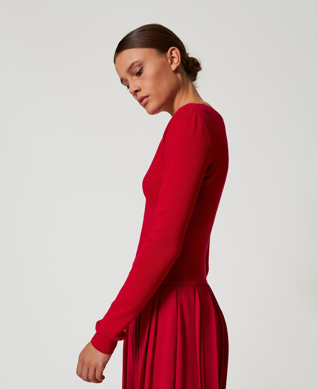 Pull double usage avec Oval T Rouge Vénitien Femme 242TT3031_00740_02