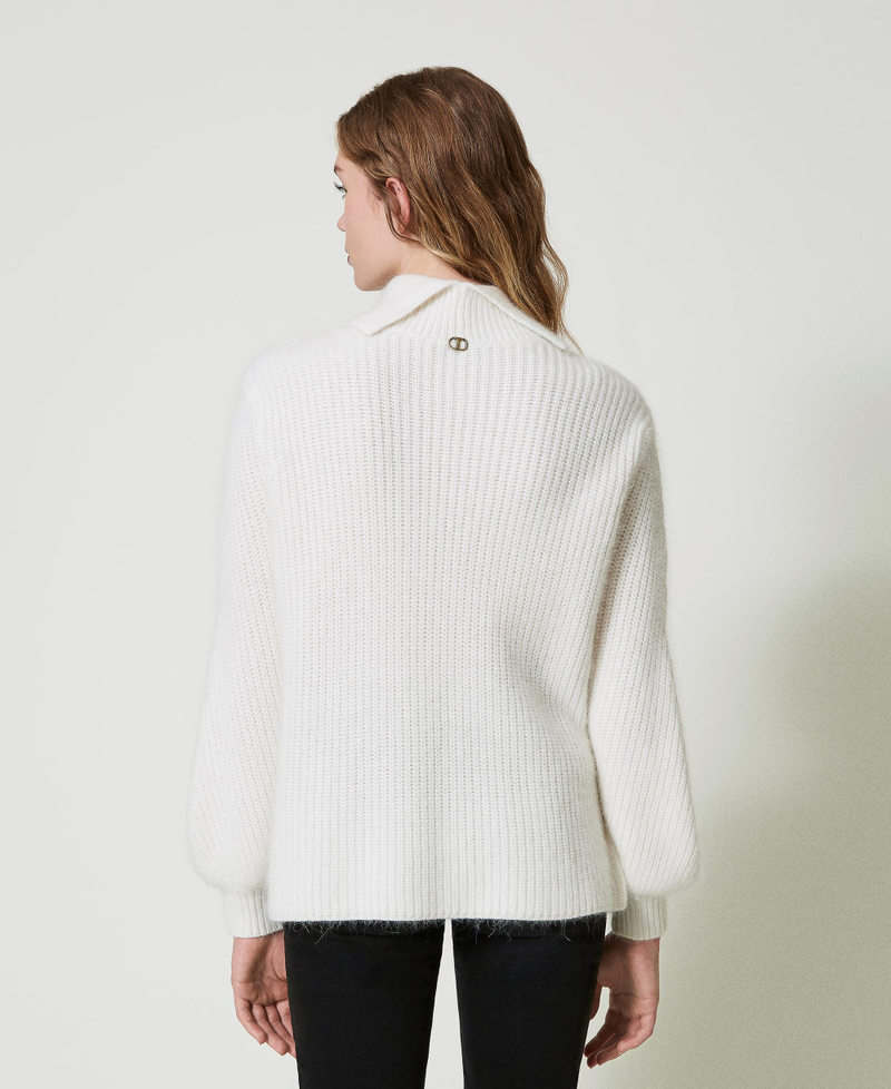 Angora blend jumper with embroidery White Snow Woman 242TT3200_00282_04