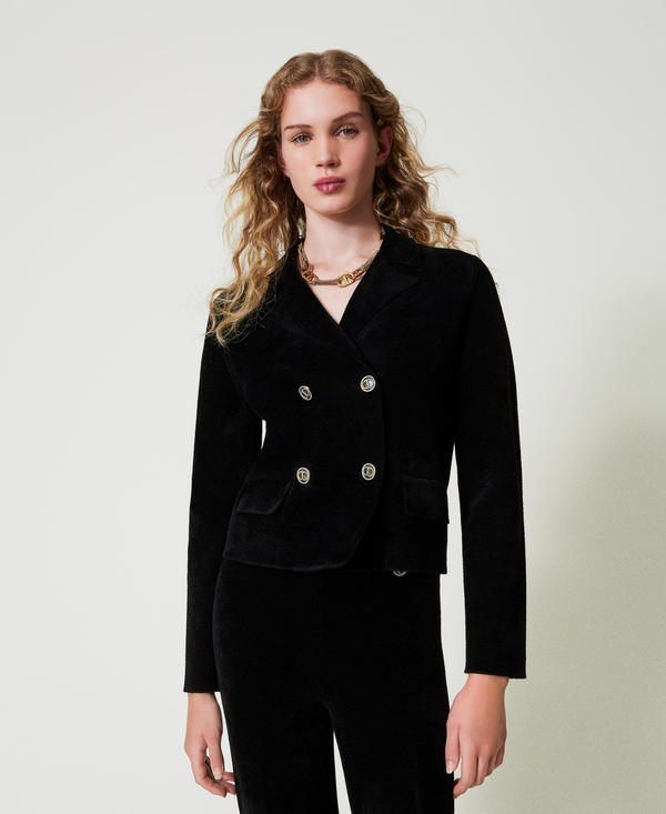 Knit jacket with Oval T buttons