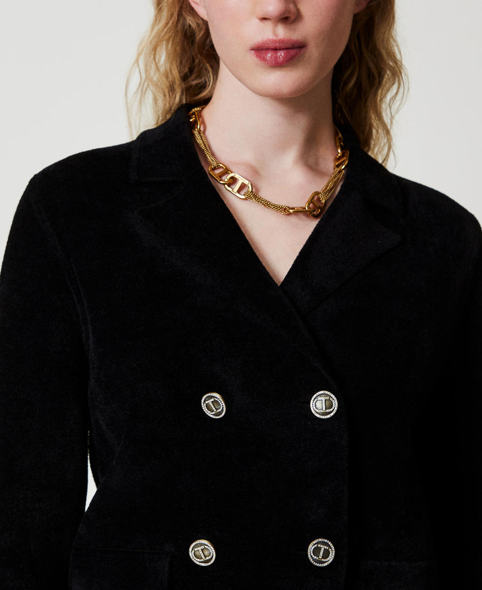 Knit jacket with Oval T buttons Black Woman 242TT3230_00006_04