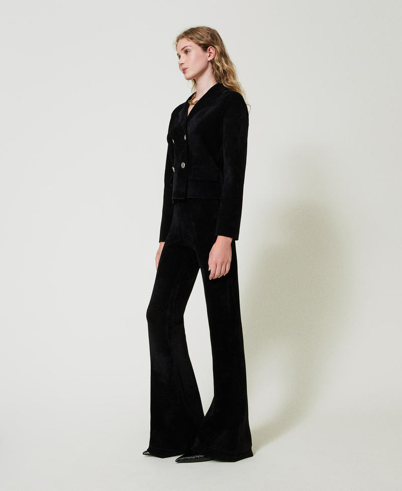 Flared knit trousers with Oval T buttons Black Woman 242TT3231_00006_02