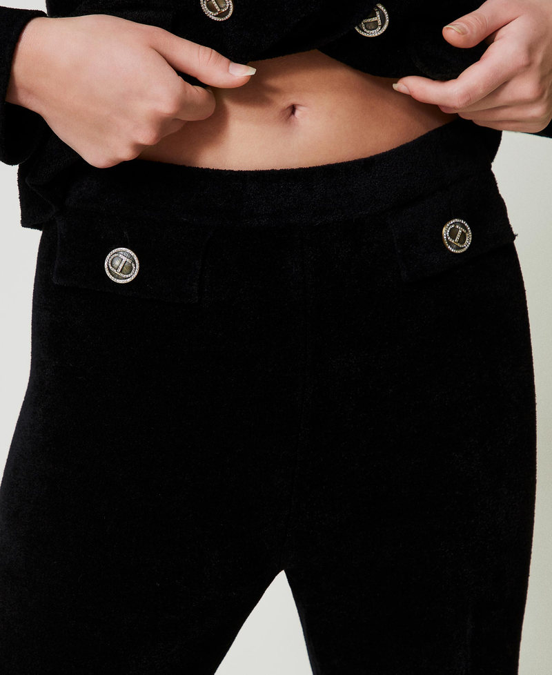 Flared knit trousers with Oval T buttons Black Woman 242TT3231_00006_04