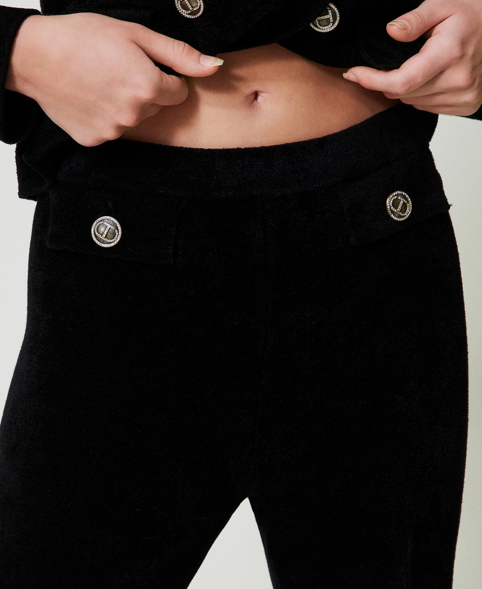 Pantalones flare de punto con botones Oval T Negro Mujer 242TT3231_00006_04