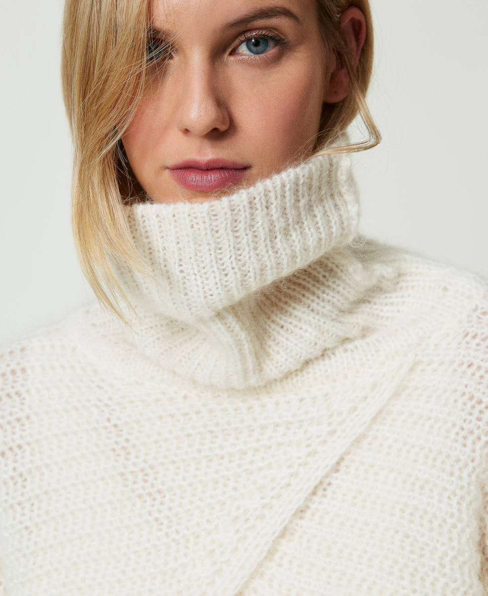 Mohair blend knit shrug Woman, White | TWINSET Milano