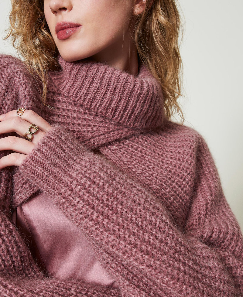 Bol&eacute;ro en maille de mohair m&eacute;lang&eacute; Rose &laquo;&nbsp;Chocolate Ruby&nbsp;&raquo; Femme 242TT3373_11945_05