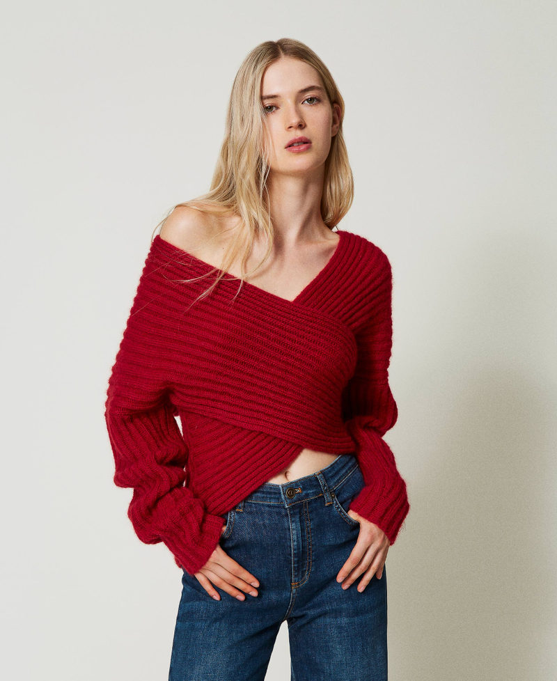 Dual-use mohair blend jumper Venetian Red Woman 242TT3374_00740_01