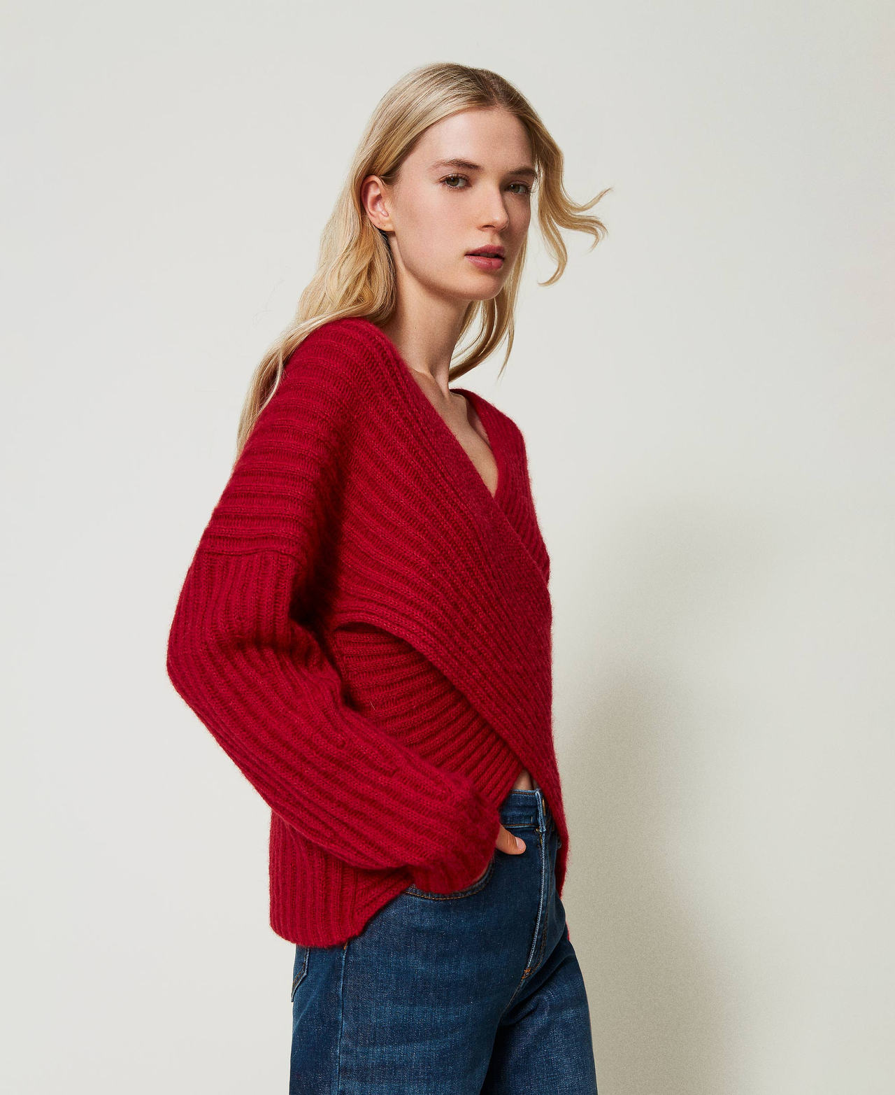 Dual-use mohair blend jumper Venetian Red Woman 242TT3374_00740_02