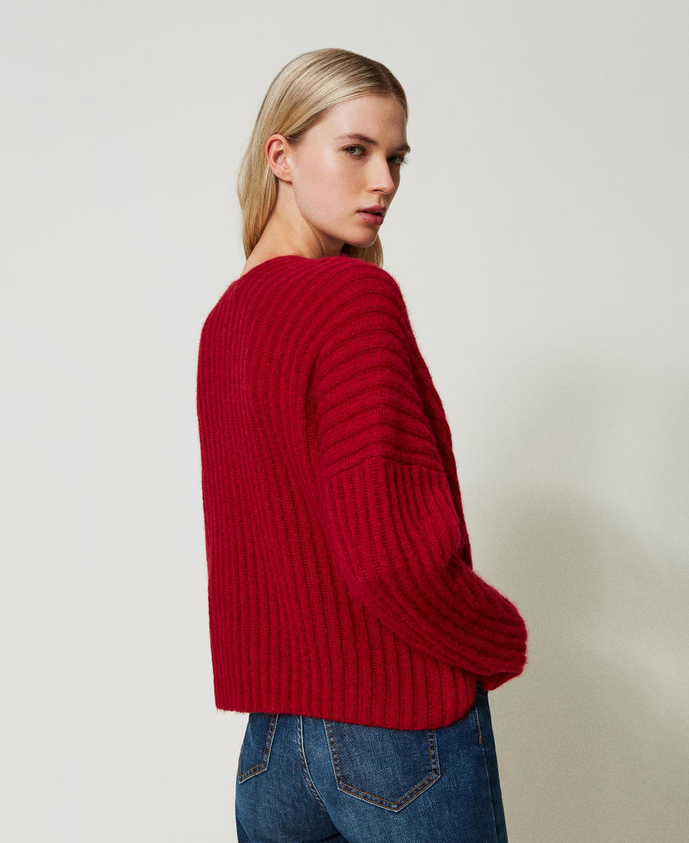 Maglia doppio uso in misto mohair Rosso Veneziano Donna 242TT3374_00740_03