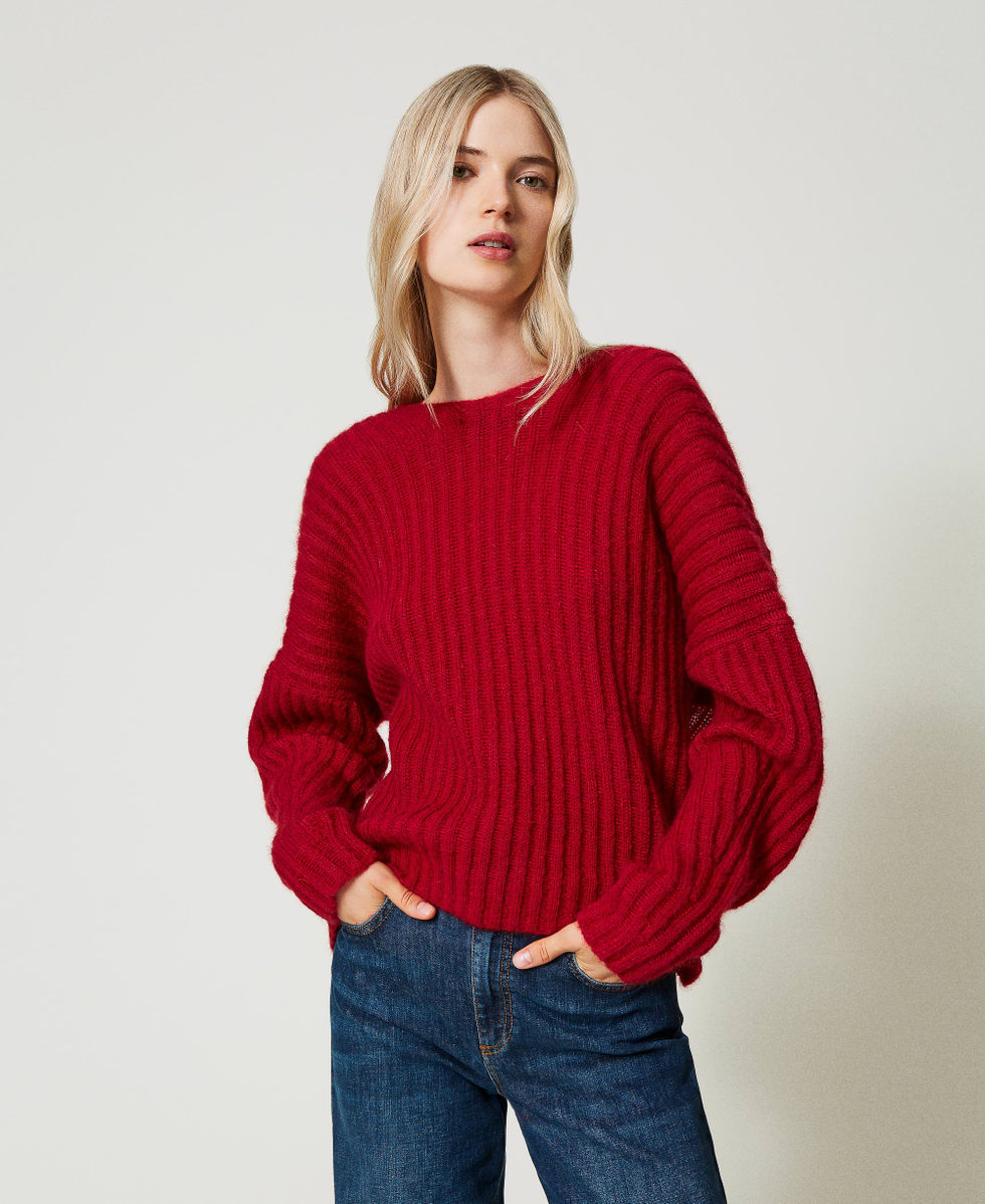 Maglia doppio uso in misto mohair Rosso Veneziano Donna 242TT3374_00740_05