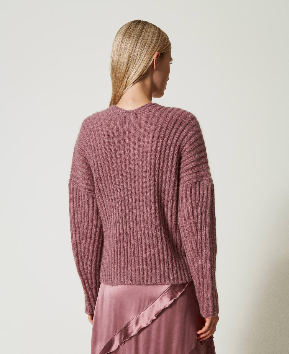 Dual-use mohair blend jumper Ruby Chocolate Pink Woman 242TT3374_11945_03