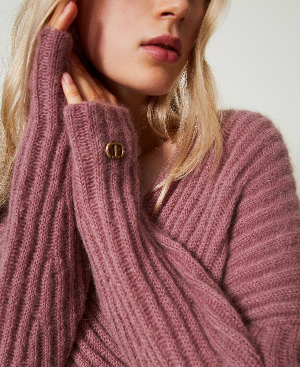 Dual-use mohair blend jumper Ruby Chocolate Pink Woman 242TT3374_11945_04