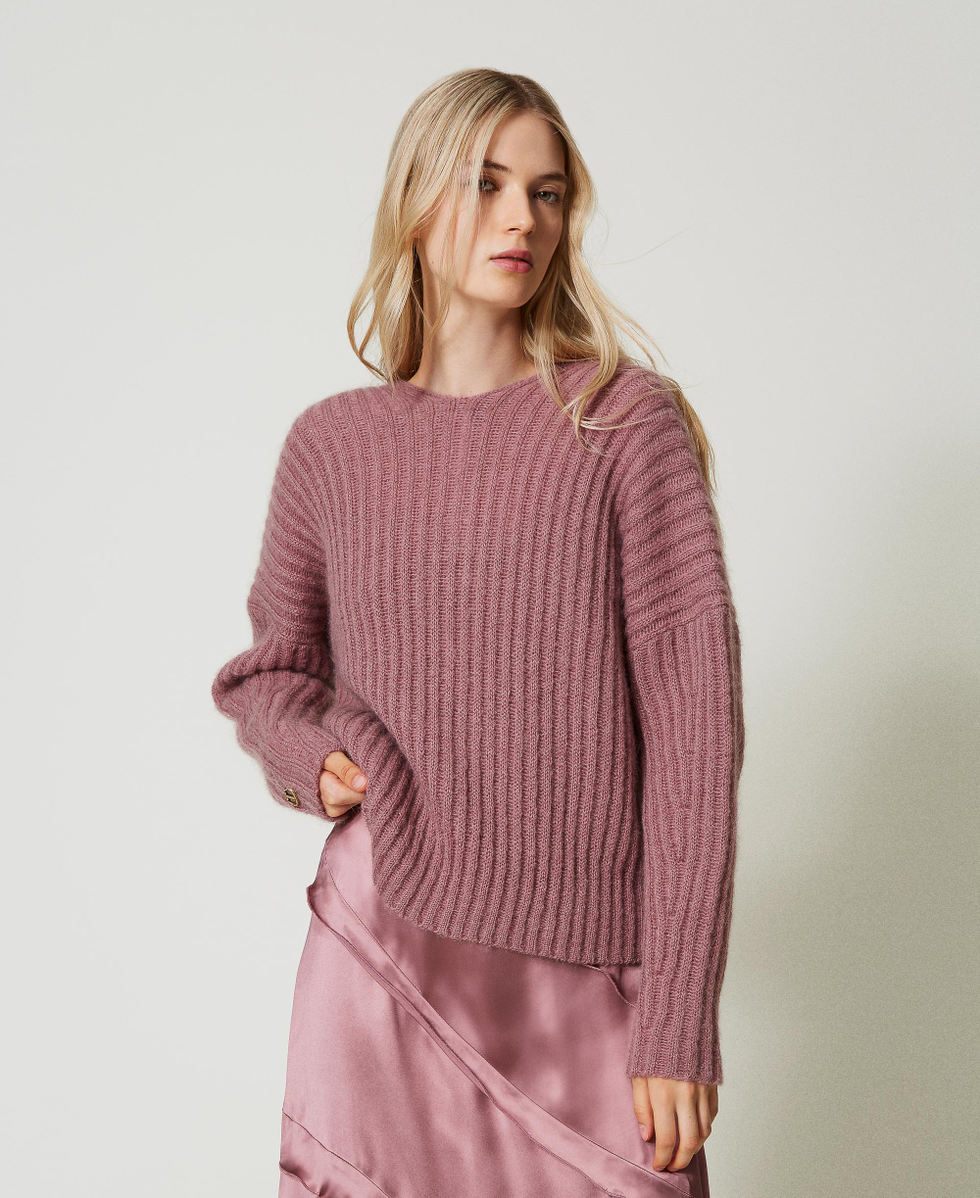 Dual-use mohair blend jumper Ruby Chocolate Pink Woman 242TT3374_11945_05