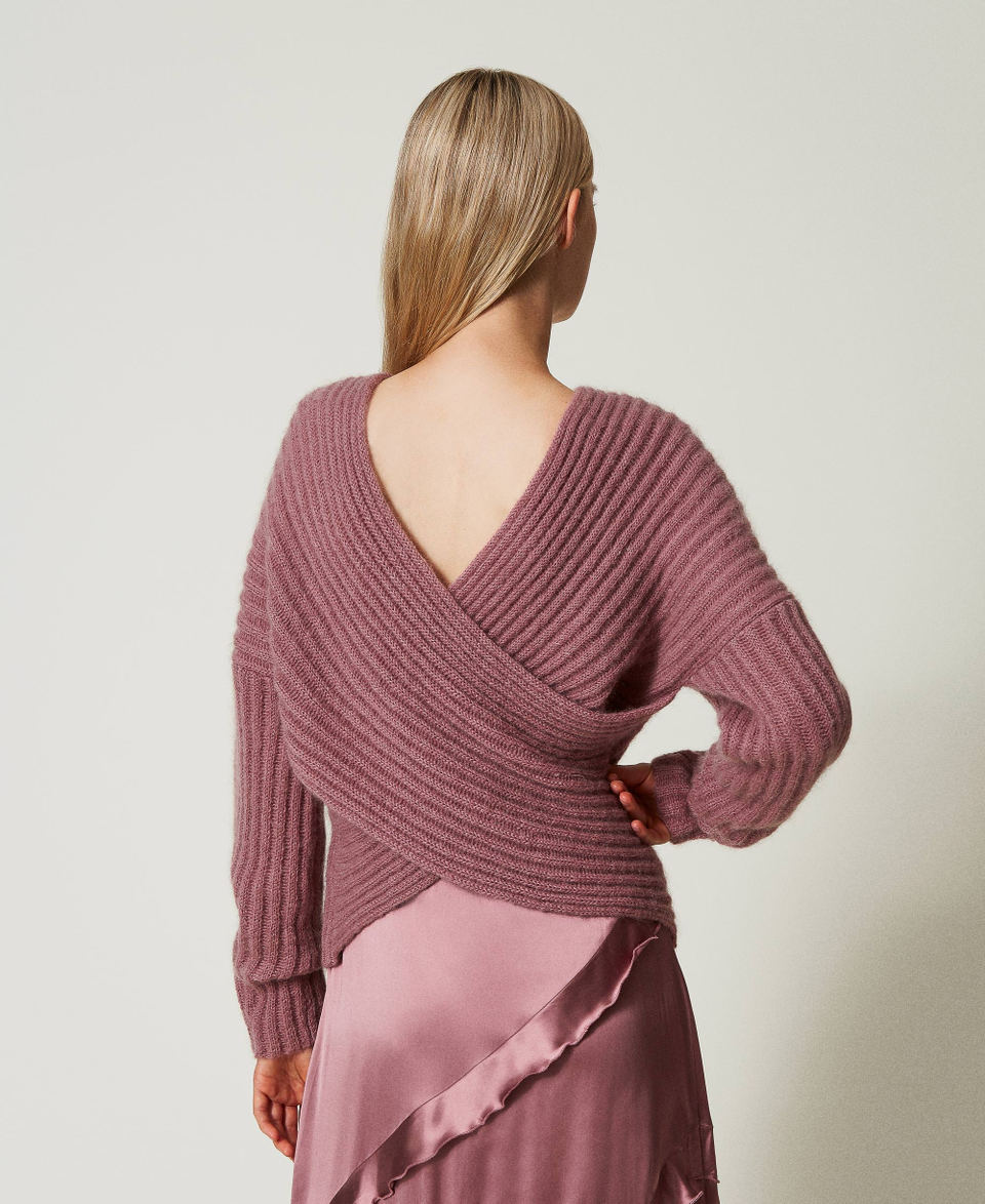 Dual-use mohair blend jumper Ruby Chocolate Pink Woman 242TT3374_11945_06