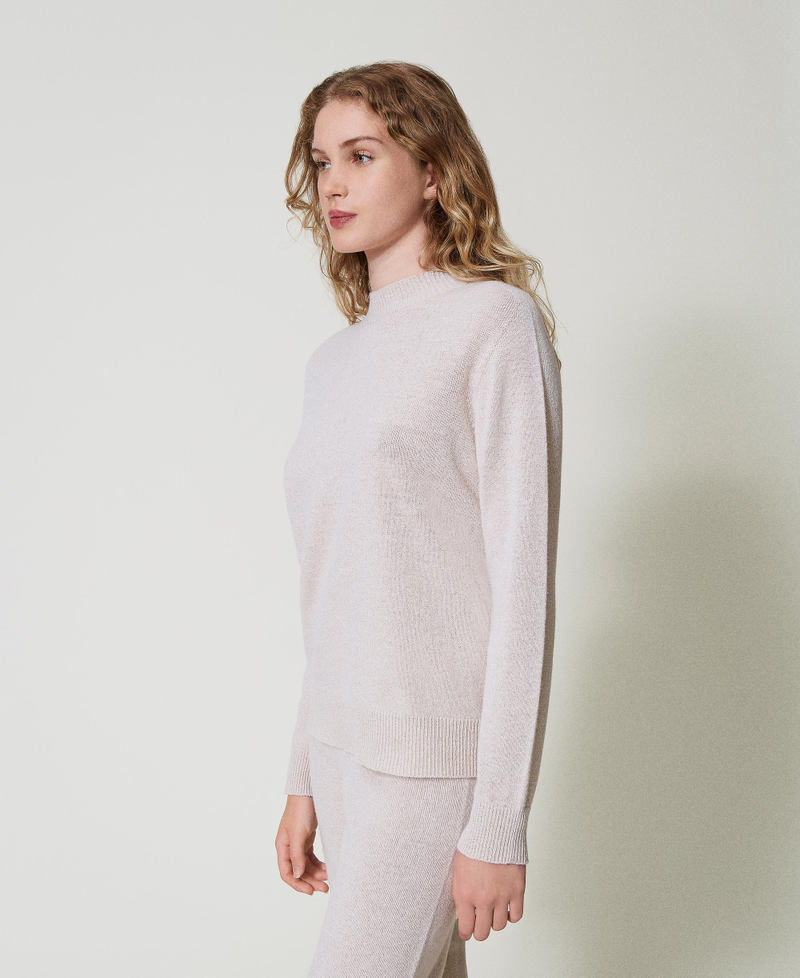 Pullover aus Wolle-Lurex-Mischung Zweifarbig Schneewei&szlig; / Goldenes Lurex Frau 242TT3480_12068_02