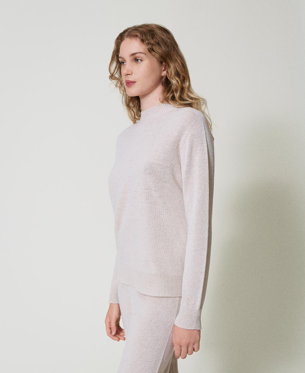 Pullover aus Wolle-Lurex-Mischung Zweifarbig Schneewei&szlig; / Goldenes Lurex Frau 242TT3480_12068_02