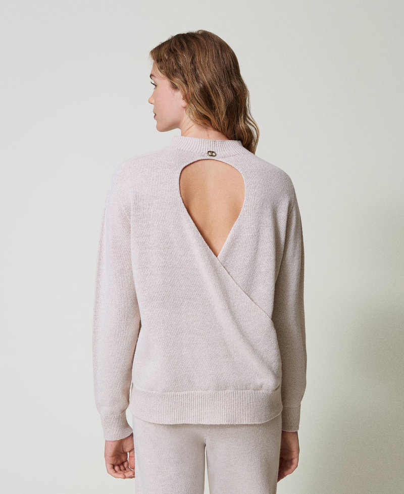 Pullover aus Wolle-Lurex-Mischung Zweifarbig Schneewei&szlig; / Goldenes Lurex Frau 242TT3480_12068_03