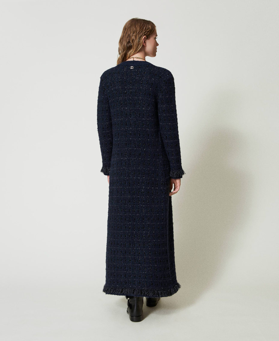 Longcardigan aus Jacquard mit Karomuster Karo-Jacquard Klassisches Hellblau Frau 242TT3590_12075_03