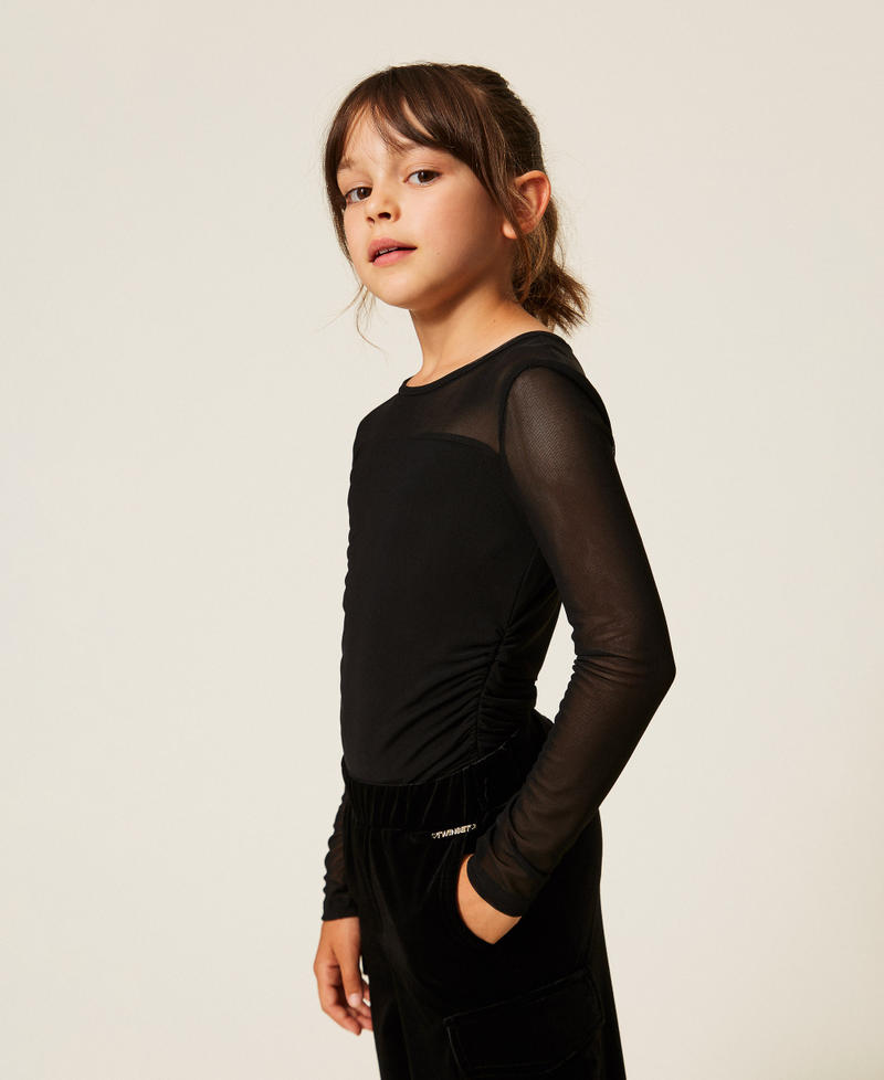 T-shirt en tulle avec fronce