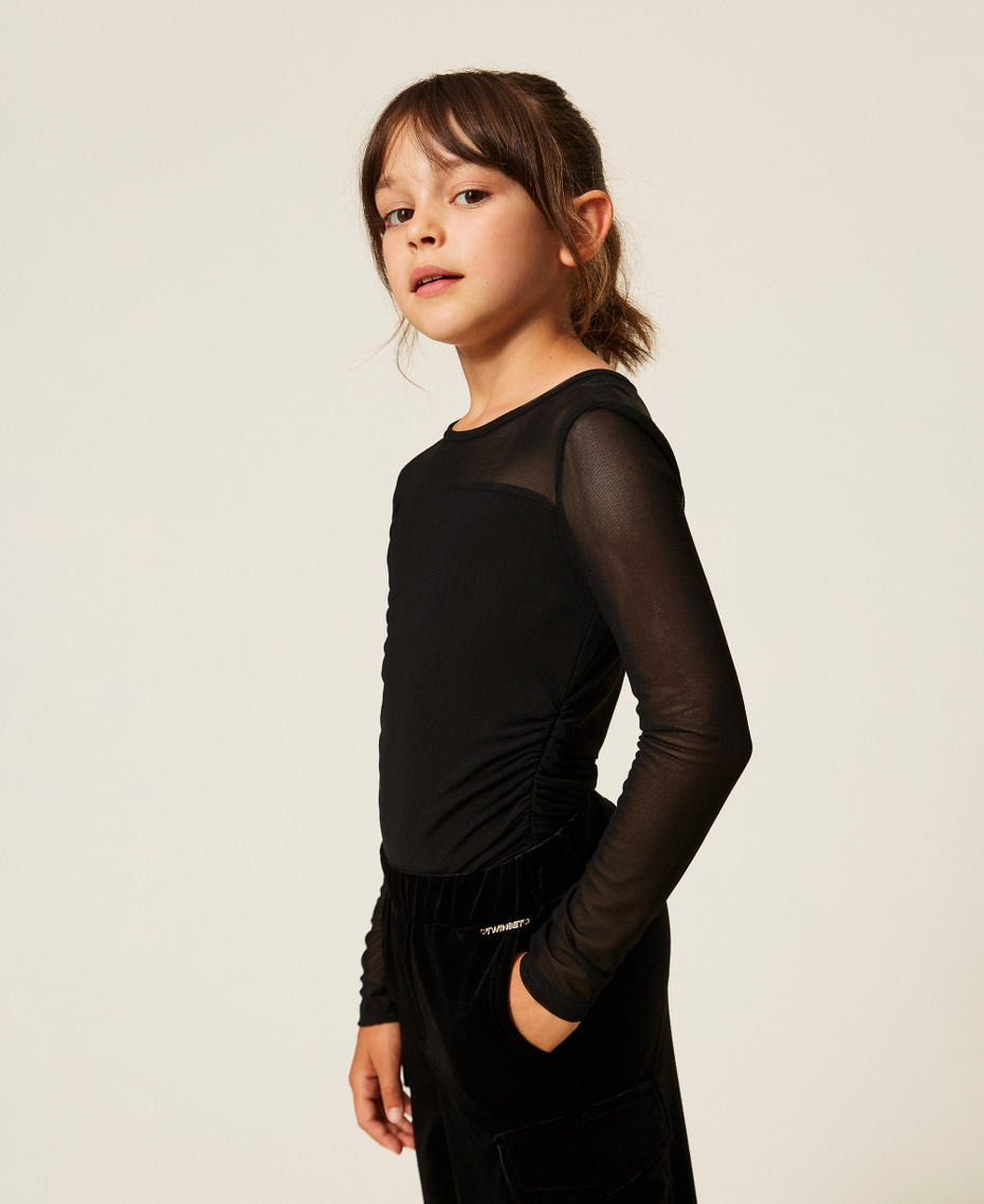 T-shirt en tulle avec fronce